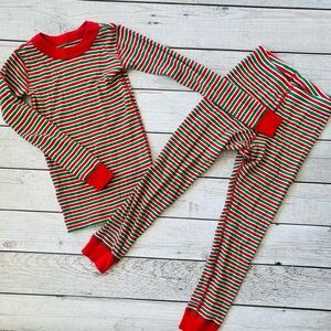 Hanna Andersson Red and Green Striped Kids Pajama Set
